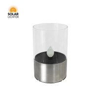 Nordlicht Professional Gala LED Solar Teelicht Edelstahl-Optik Ø7,5cm Flacker-Effekt 1800K