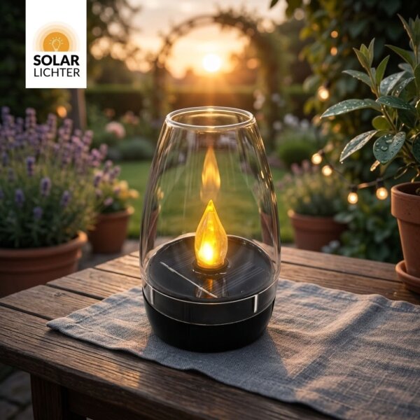 Nordlicht Professional Piccolo Solar LED Teelicht Schwarz Klar Ø6cm Flacker-Effekt 1800K