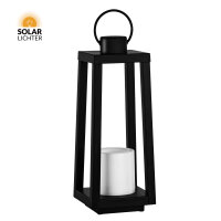 Nordlicht Professional Tucson Solar Laterne LED Schwarz Metall 42cm Flacker-Effekt 1800K
