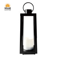 Nordlicht Professional Tucson Solar Laterne LED Schwarz Metall 42cm Flacker-Effekt 1800K