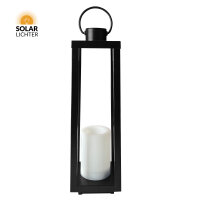 Nordlicht Professional Tucson XL Solar Laterne LED Schwarz Metall 52cm Flacker-Effekt 1800K