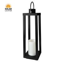 Nordlicht Professional Tucson XL Solar Laterne LED Schwarz Metall 52cm Flacker-Effekt 1800K