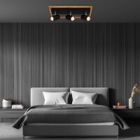 Strahler Briloner 3er Spot Schwarz Holz Deckenlampe GU10-Fassung Deckenleuchte