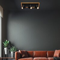 Strahler Briloner 3er Spot Schwarz Holz Deckenlampe GU10-Fassung Deckenleuchte