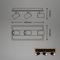 Strahler Briloner 3er Spot Schwarz Holz Deckenlampe GU10-Fassung Deckenleuchte