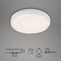 LED Einbaulampe EBL Rahmenlos, Weiß, Bohrloch 7 cm, 6 Watt, 3000K, Ø 10 cm – Briloner