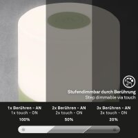 Akku-Leuchte Briloner 2 Watt LED Tischleuchte Grün Touchdimmer IP44 Tischlampe