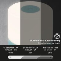 Briloner Smal LED Akku-Tischleuchte 7461010 – Kompakte Mini-Tischlampe kabellos, blau, 2 W, IP44