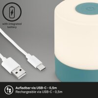 Briloner Smal LED Akku-Tischleuchte 7461010 – Kompakte Mini-Tischlampe kabellos, blau, 2 W, IP44