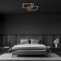 BRILONER LED Deckenleuchte 50cm | Schwarz, Holz-Akzent & 3000K Warmweiß