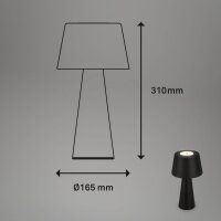 Briloner LED Akku-Tischleuchte 7437-015 – Kabellose Tischlampe dimmbar mit USB-Ladefunktion, schwarz, 3,5 W, IP44