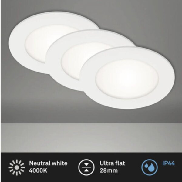 Einbauleuchten Briloner 3er Set LED weiß 6 Watt neutralweiß IP44 Einbaulampe