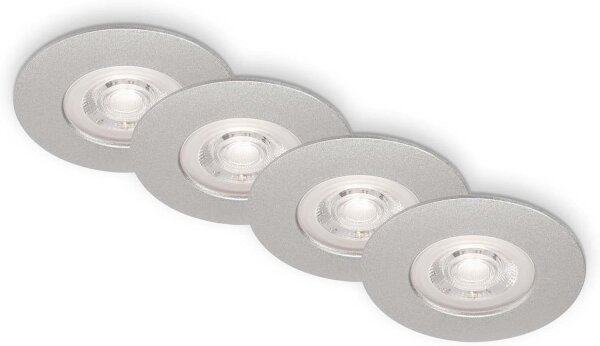 Einbauleuchten Briloner 4 x 4,9 Watt LED 480 Lumen Einbauspots dimmbar über Lichtschalter IP44 Chrom-Matt