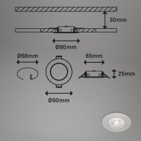 Einbauleuchten Briloner 4 x 4,9 Watt LED 480 Lumen Einbauspots dimmbar über Lichtschalter IP44 Chrom-Matt