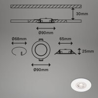 Briloner LED Einbauleuchten 4er Set Flach Ø9cm 4x4,9W 480lm Weiß IP44 Dimmbar (7999-046)