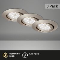 Einbauleuchten Briloner LED 3er Set Nickelmatt 3 Watt...