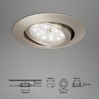 Einbauleuchten Briloner LED 3er Set Nickelmatt 3 Watt IP23 Einbauspot