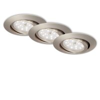 Einbauleuchten Briloner LED 3er Set Nickelmatt 3 Watt IP23 Einbauspot