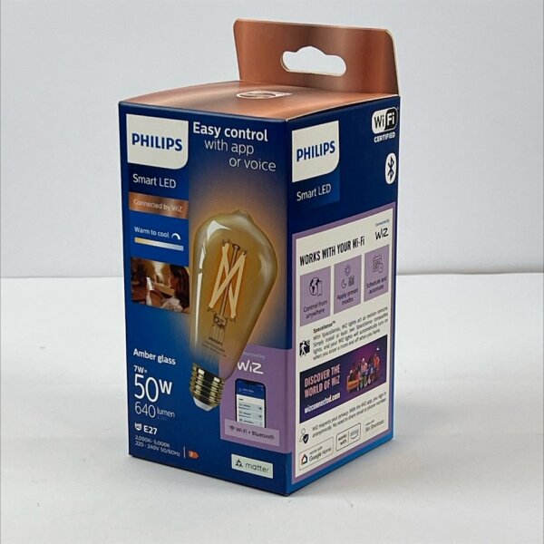 Smarte LED-Lampe, E27, 7 Watt, smart steuerbar, 640lm, 2000 – 5000K – Philips