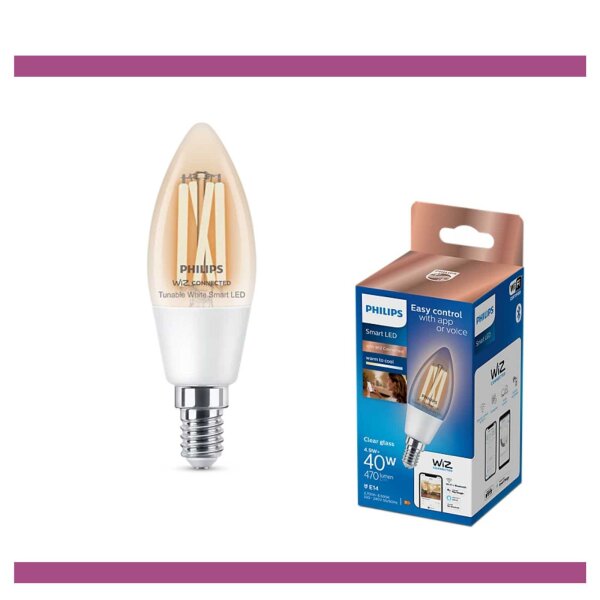 Smarte LED-Kerzenlampe, E14, 4,9 Watt, 470lm, 2700 – 6500K – Philips