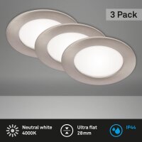 Einbauleuchten Briloner 3er Set LED Nickelmatt IP44 6...