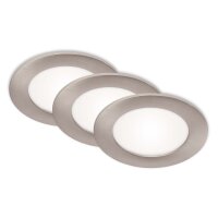 Einbauleuchten Briloner 3er Set LED Nickelmatt IP44 6...