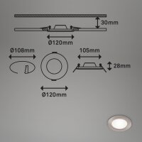 Einbauleuchten Briloner 3er Set LED Nickelmatt IP44 6 Watt Neutralweiß Einbaulampen