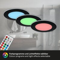 Einbauleuchten Briloner 3 x 4,8 Watt Schwarz IP65 Fernbedienung dimmbar RGB CCT Einbauspots