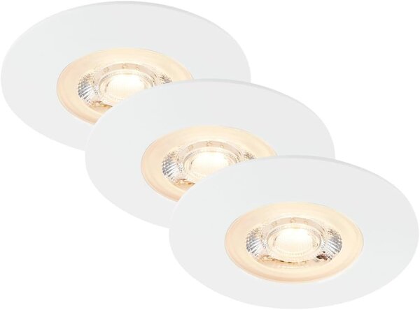 LED Einbauleuchten IP65, Weiß, Bohrloch 6,8 cm, 3x4,9W, 480lm, 3000K, IP65, Ø 9 cm – Briloner