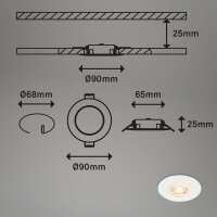 LED Einbauleuchten IP65, Weiß, Bohrloch 6,8 cm, 3x4,9W, 480lm, 3000K, IP65, Ø 9 cm – Briloner