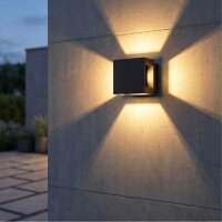 Akzentlicht D07 LED Außenwandleuchte Würfel 12W IP54 1200lm Aluminium/Glas Schwarz