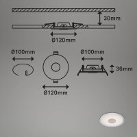 LED Einbaulampen, Aluminium, Bohrloch 10 cm, 3x6W, 650lm, 3000K, IP44, Ø 12 cm – Briloner