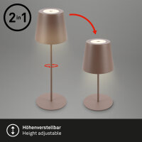 Akku-Tischleuchte Kiki, Umbrasand (Sandfarben), 2,5 Watt, dimmbar, höhenverstellbar – Briloner