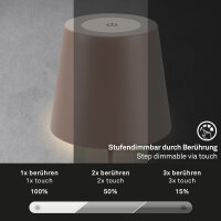 Akku-Tischleuchte Kiki, Umbrasand (Sandfarben), 2,5 Watt, dimmbar, höhenverstellbar – Briloner