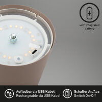 Akku-Tischleuchte Kiki, Umbrasand (Sandfarben), 2,5 Watt, dimmbar, höhenverstellbar – Briloner