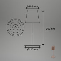 Akku-Tischleuchte Kiki, Umbrasand (Sandfarben), 2,5 Watt, dimmbar, höhenverstellbar – Briloner