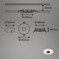 Einbauleuchte Briloner 3er Set 6 Watt LED Schwarz Einbauspot IP44 650 Lumen