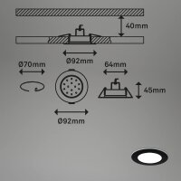 LED Einbauleuchten Memory, Schwarz, Bohrloch 6,8 cm, 3x4,8W, 450lm, 3000 – 6500K – Briloner