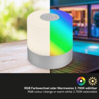 Akku-Tischleuchte Briloner LED Mini Tischlampe USB-Anschluss RGB IP44 Tischleuchte