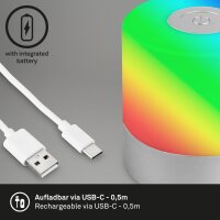 Akku-Tischleuchte Briloner LED Mini Tischlampe USB-Anschluss RGB IP44 Tischleuchte