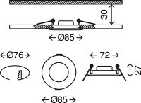 Einbauleuchten Briloner 3er Set LED 4,9 Watt Neutralweiß nickelmatt IP44 Einbaupanel