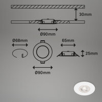 LED Einbauleuchten Kulana, Weiß-Matt, Bohrloch 6,8 cm, 4x4,9W, 480lm, 3000K, IP44 – Briloner