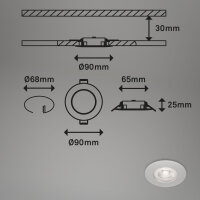 BRILONER KULANA 4er LED Einbaustrahler | Chrom-Matt, Ultraflach & IP44