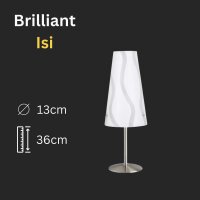 Tischleuchte Isi, Nickelmatt / Weiß-Dekor, 40 Watt (exkl.), Ø 13 cm – Brilliant