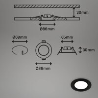 Einbauleuchte Briloner 3 Watt LED Schwarz 3er Set IP65 350 Lumen Spots Einbaulampen