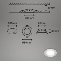 LED Einbaulampen, Silber, Bohrloch 6,8 cm, 3x3W, 350lm, 4000K, IP65, Ø 8,6 cm – Briloner