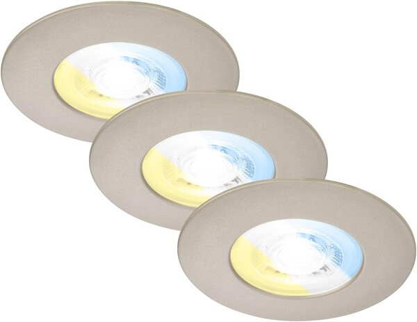 Einbauleuchten Briloner 3 x 4,9 Watt LED Nickelmatt Lichtfarbe wählbar Einbauspot 580 Lumen