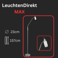 Stehlampe Max, Stahl, 4 Watt, 3000K, Glas, 23 x 157 cm...