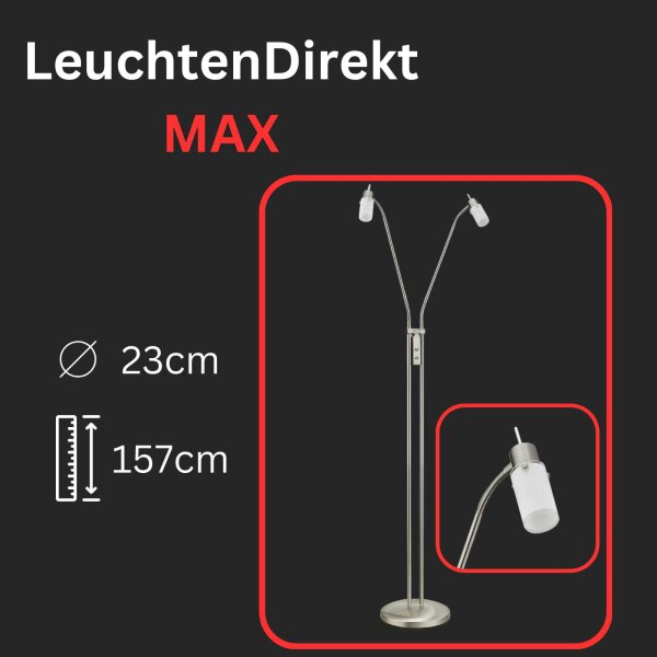 Stehleuchte Max, Stahl, 2x4W, 23 x 157 cm – LeuchtenDirekt