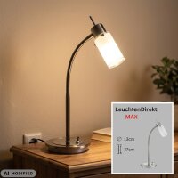 Tischlampe Max, Stahl, 4 Watt, 3000K, 13 x 13 x 37 cm...